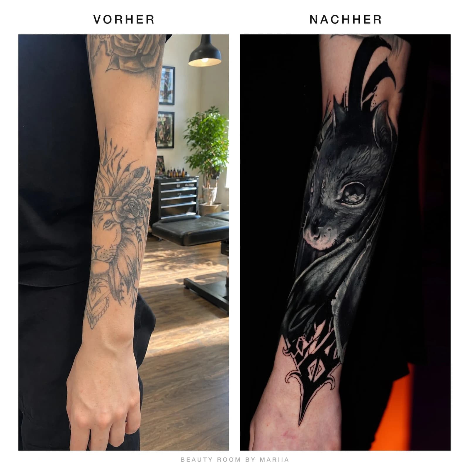 Großes Cover-up: Drache — Vorher-Nachher aus Villingen-Schwenningen
