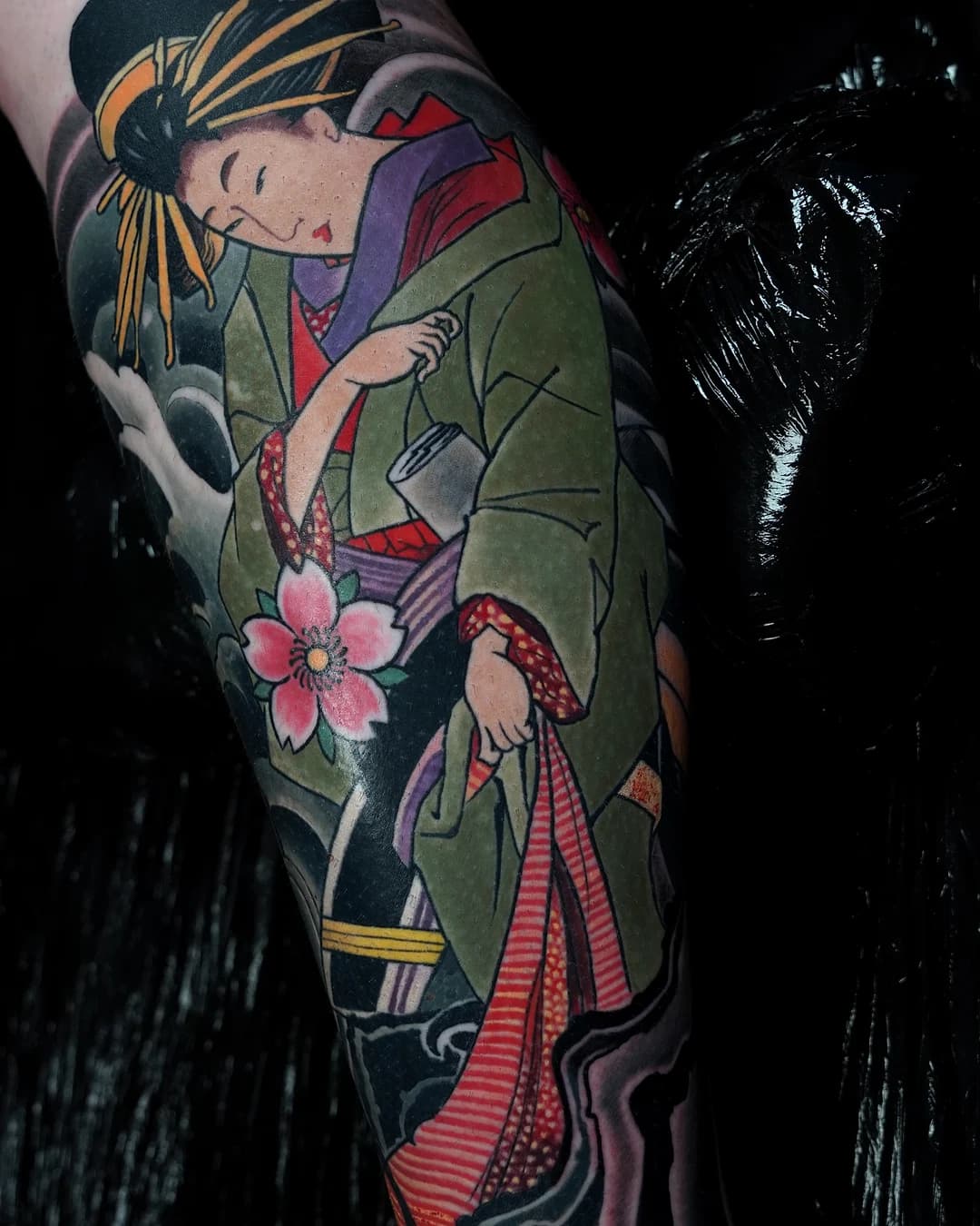 Farbiges Geisha-Tattoo im japanischen Stil — Villingen-Schwenningen